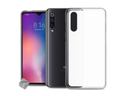 Capa De Silicone De Gel Fino Para Xiaomi Mi 9 Vidro Temperado - Branco Transparente