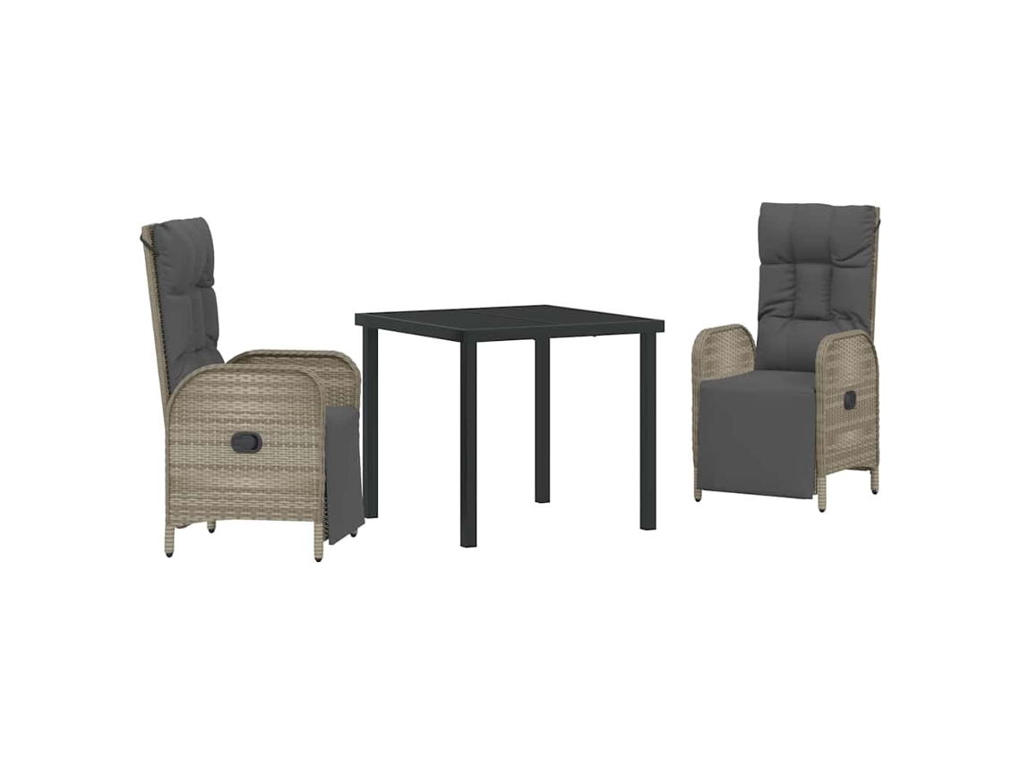 Maison Exclusive - Conjunto De Jantar Para Jardim 3 Pcs Cinzeto Vime Pe