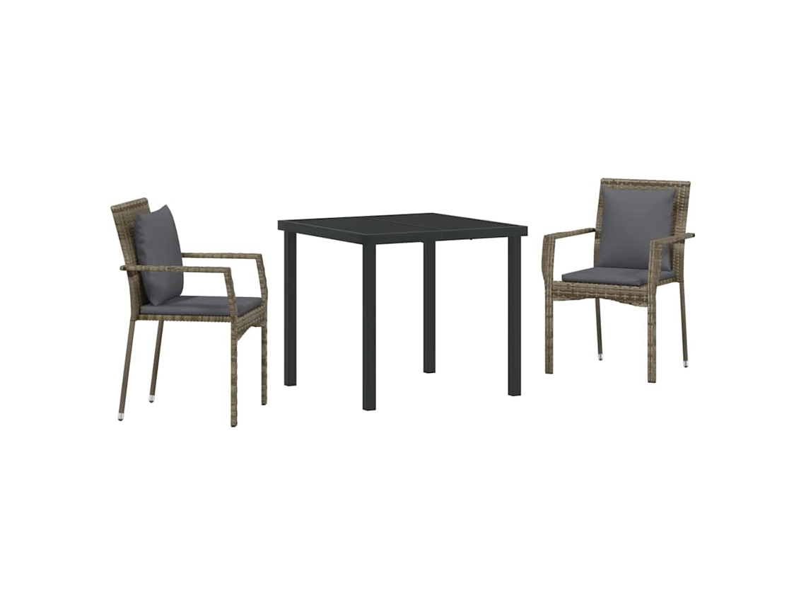Conjunto De Cadeiras De Jardim Com Almofadas De 2 Vidaxl Cinza Vime Pe