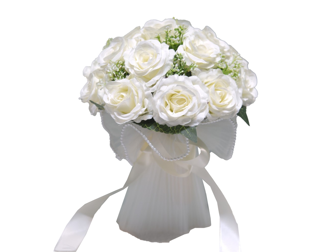 Laxiscreed Bouquet De Noiva Branco Creme Para Casamento Ao Ar Livre Com Rosas Artificiais De Estilo Nórdico