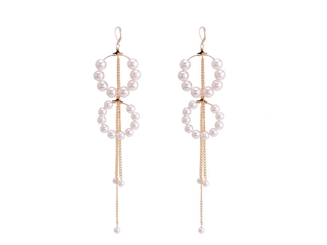 Brincos Pendentes Elegantes Com Pérolas Falsas