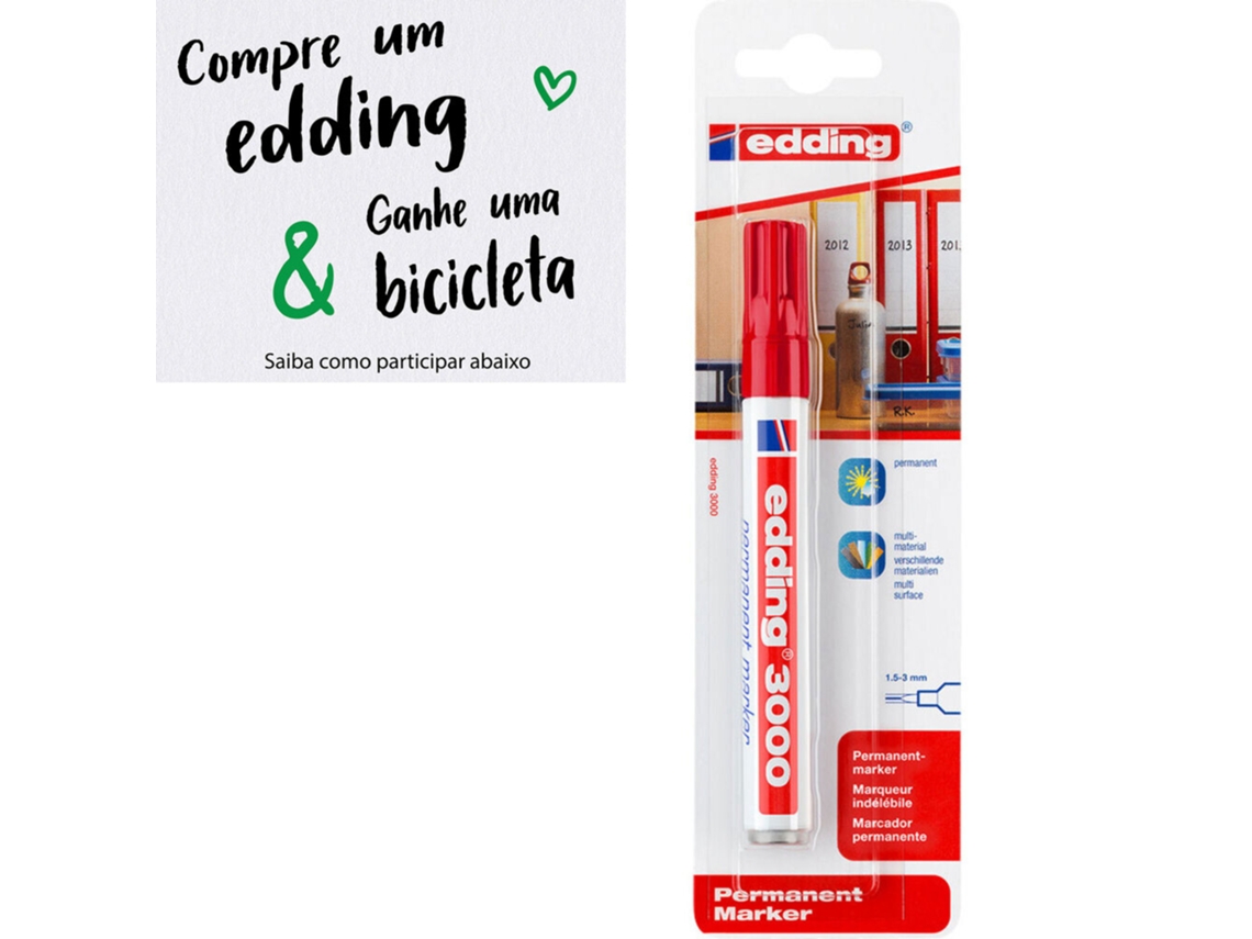 Marcador Permanente 3000, Ponta Redonda De 1, 5 A 3 Mm, Vermelho Edding