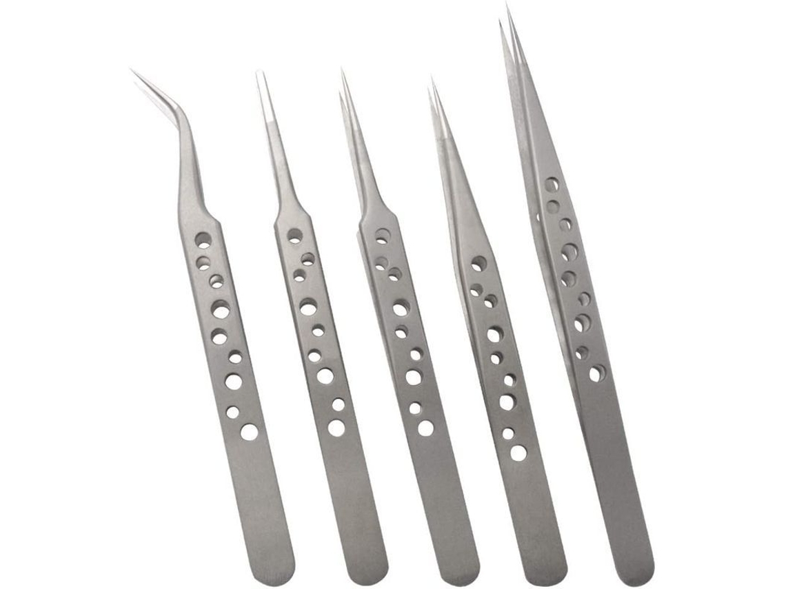 Yuru conjunto de Pinças de Aço Inoxidável de Precisão para Reparos Eletrônicos e Artesanato (5 Peças)