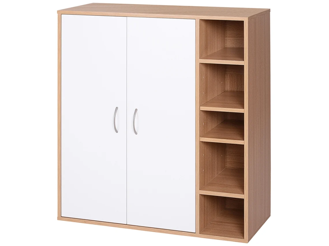 Móvel Sapateira Melamina de Madeira Cor Madeira e Branco 80x32x91 cm Homcom