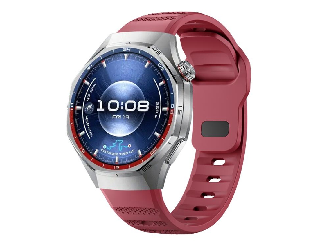 Bracelete Para Huawei Watch Gt 6 Pro - Silicone Esportivo Granulado - Fivela Reversa Vinho Tinto