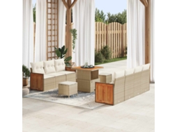 Vidaxl Conjunto De Sofá De Jardim Com Almofada 10 Pcs Bege E Creme