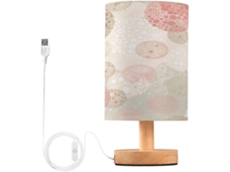 Abajur De Cabeceira Com Estampa Bolinhas, Portas De Carregaje USB C, Luminária De Mesa Cabeceira, Luminária De