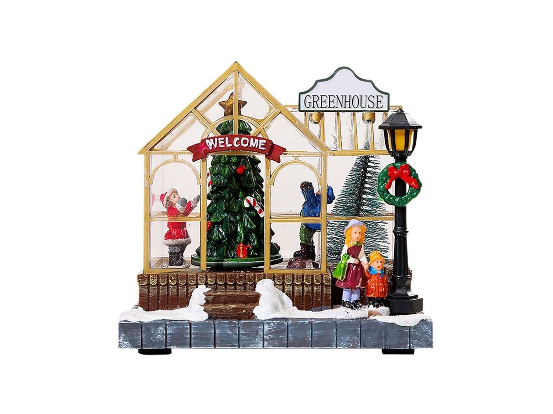 Laxiscreed Decoração De Natal Com Casinha, Luz Musical E Iluminação Solar Para Ambientes Festivos