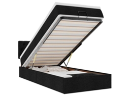 Cama Otomana com Colchão Leds 80x200cm Tecido Preto MAISON EXCLUSIVE