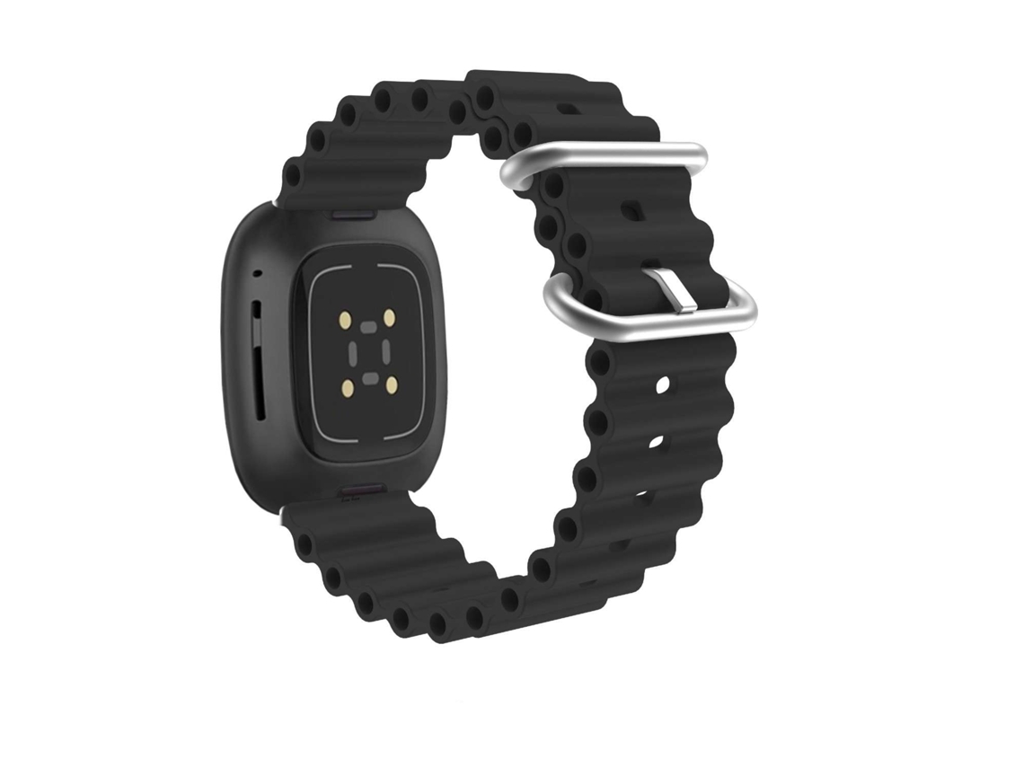 Bracelete Pulseira Round Preto para Fitbit by Google Versa 4