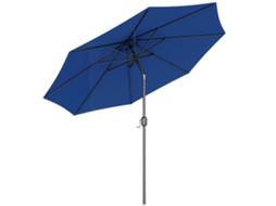 Guarda sol de jardim MDUG, 3m, redondo, inclinado, azul
