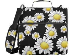 Pasta Organizadora De 3 Argolas 1, 5 Polegadas Com Alça E Vários Bolsos, Carteira Organizadora Floral Amarela E Branca