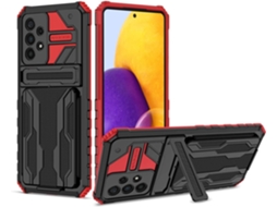 Capa Protetora Militar Antiqueda Slot para Samsung Galaxy A73 5G HONGWE. com Porta-Cartões Vermelho