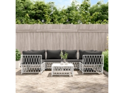 Pcs Conjunto Lounge De Jardim Com Almofadões Aço Branco Dkd Home Decor