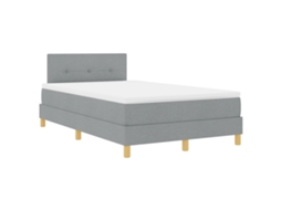 Cama Box  Com Colchão E Led Cinza Claro Vidaxl Tecido (120x190 Cm)