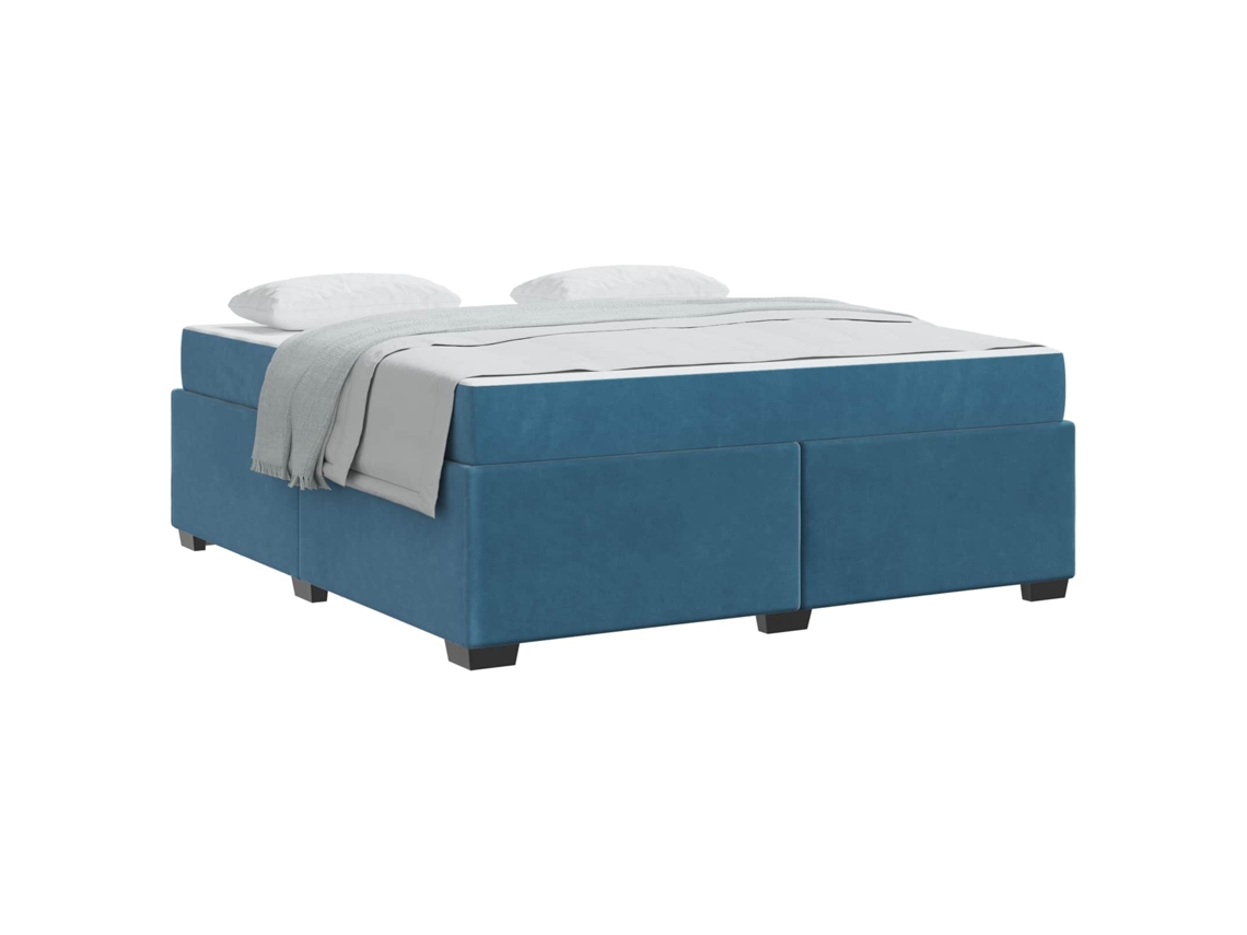Estrutura da Cama com Colchão Azul Escuro Tecido MAISON EXCLUSIVE 180x200 cm