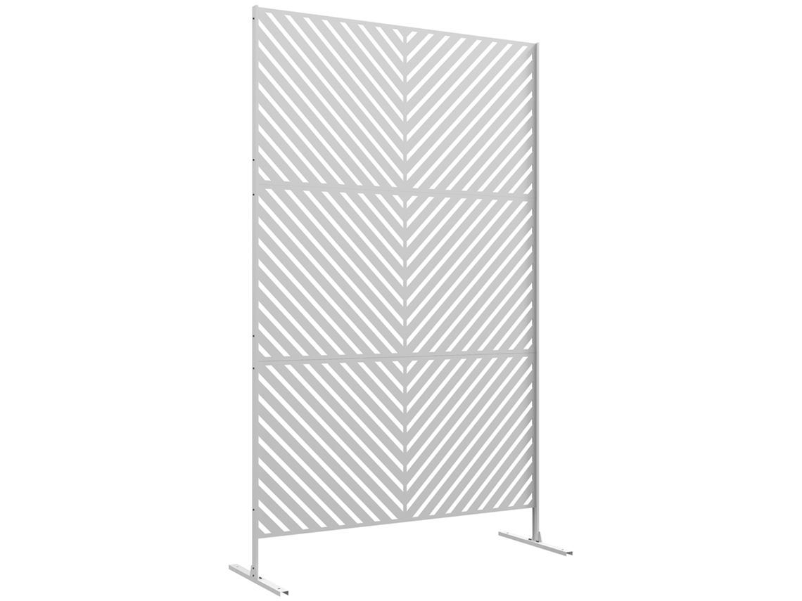 Divisória De Ambiente Externa Com 3 Peças, Padrão De Triângulos Invertidos, Estrutura De Aço, 122 X 45 X 198 Cm, Branca.