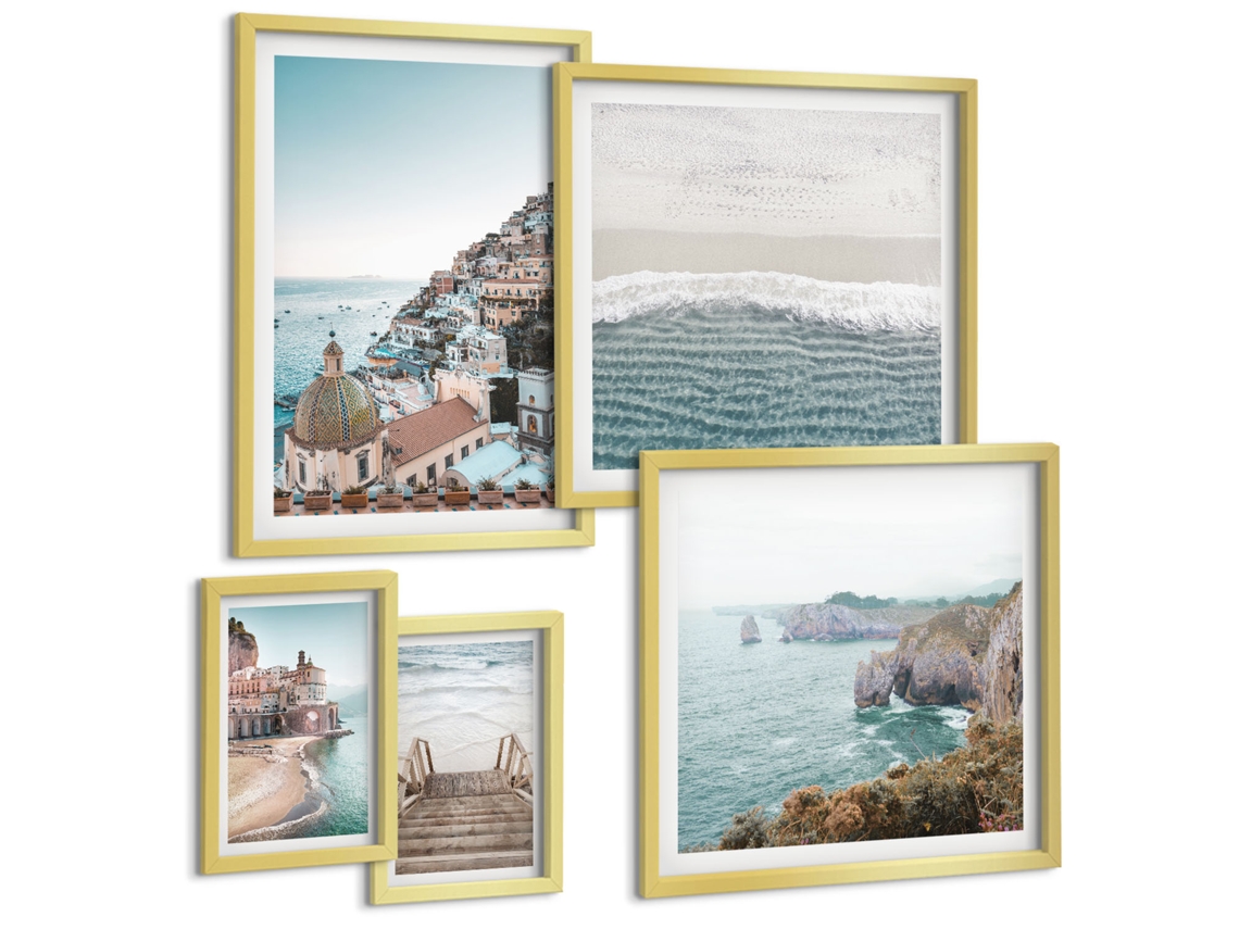 Conjunto De Pinturas Paisagens Litorâneas Cidadezinhas Espelharte (5 Peças)