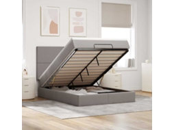 Vidaxl Estrutura De Cama Otomana Com Colchão Tecido Cinzento 140x190cm