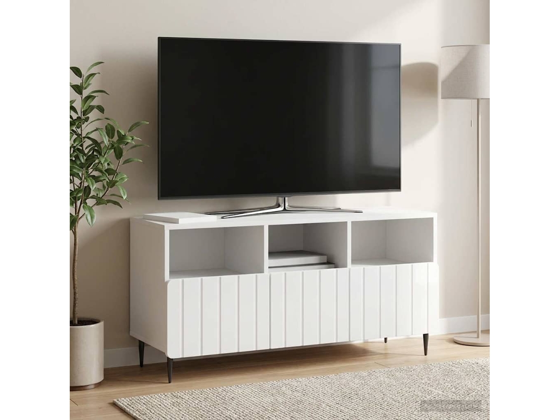Vidaxl Gabinete Para Tv Com Gaveta Branco Brilhante 102 X 34,5 X 50 Cm