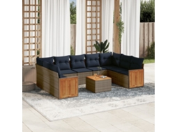 Vidaxl Conjunto De Sofá De Jardim Com 10 Peças E Almofadas Em Rattan Sintético Cinza