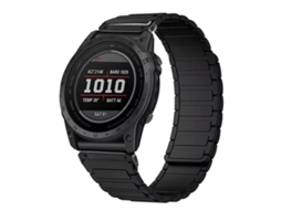 Bracelete para Garmin Silicone Magnético Três Contas Preto, Laranja e Conector Prateado XIAOMOYU (26mm)