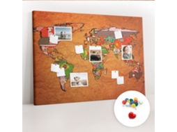 Quadro De Cortiça Com Impressão Mapa-múndi Com Bandeiras Para O Escritório Espelharte (140x100 Cm)