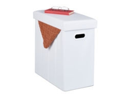 Banco Relaxdays Com Armazenamento, Couro Sintético, Estofado, Banco Dobrável, Axlxp: 49 X 48,5 X 27 Cm, Branco