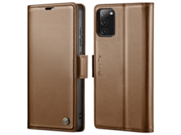 Capa Para Samsung Galaxy S20 Fe Borboleta Fivela Litchi Textura De Telefone De Couro Rfid Antirroubo Marrom