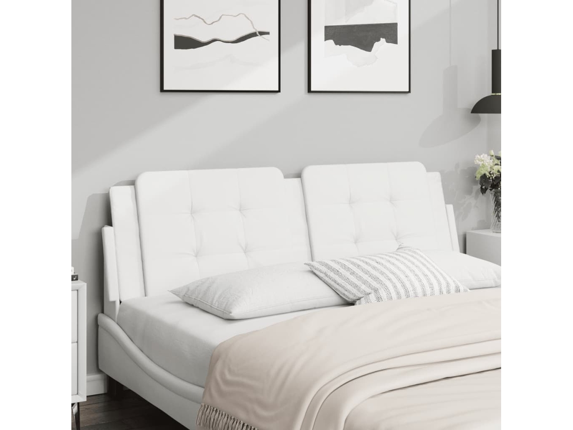 Vidaxl Almofadão De Cabeceira Zadar 160 Cm Couro Artificial Branco