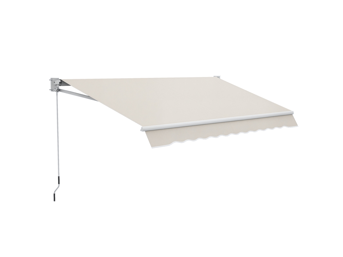 Toldo de Parede com Abertura Manual, Alumínio e Poliéster, Proteção Uv50+, para Uso Externo com Manivela, 200x295 Cm, Branco Creme