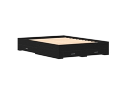 Conjunto 1 Cama Rustica Vidaxl Preto Derivados De Madeira (140 X 190 Cm)