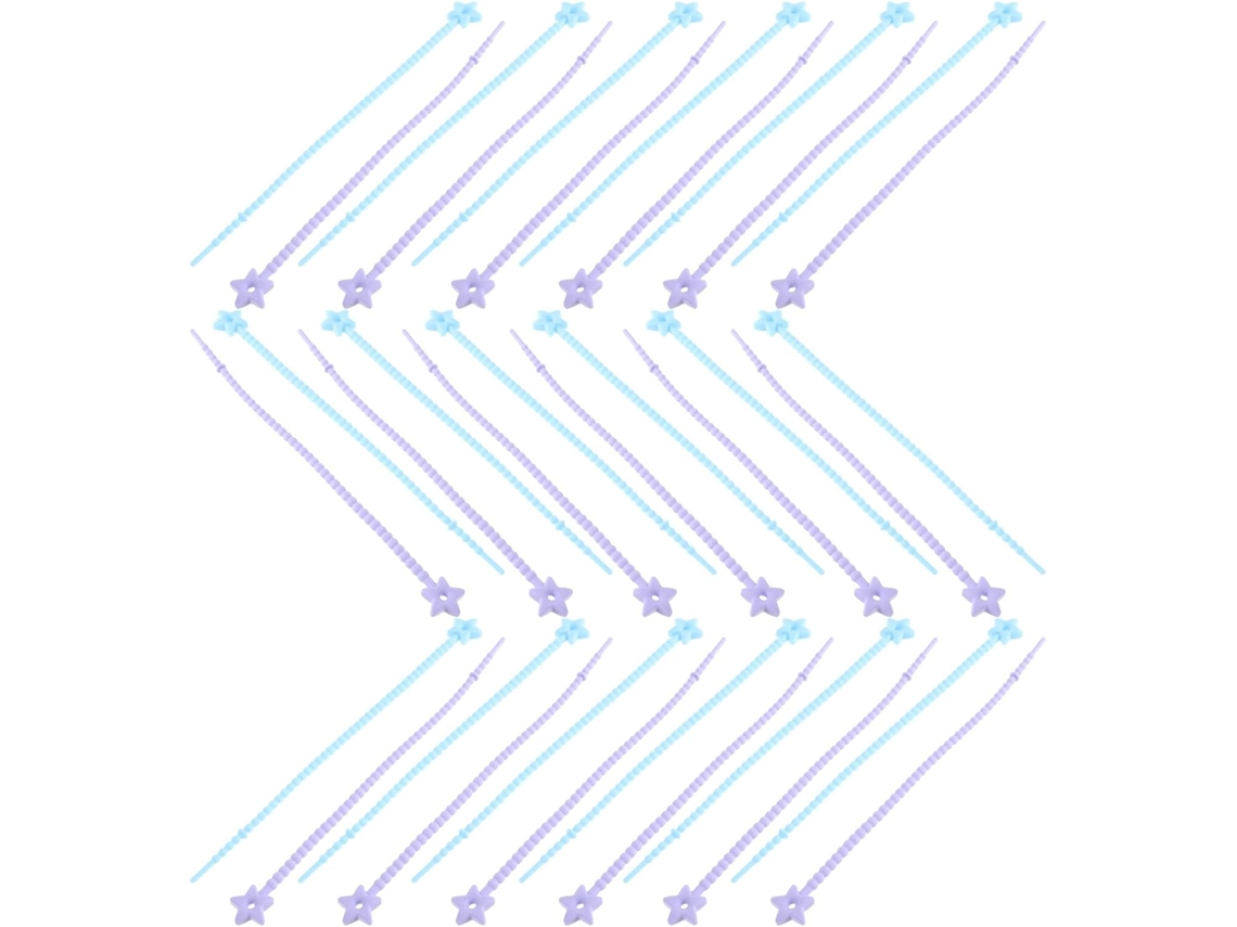 40 Peças de Abraçadeiras Silicone Macio 22 Cm, Tiras Armazenamento Reutilizáveis nas Cores Azul celeste e Roxo