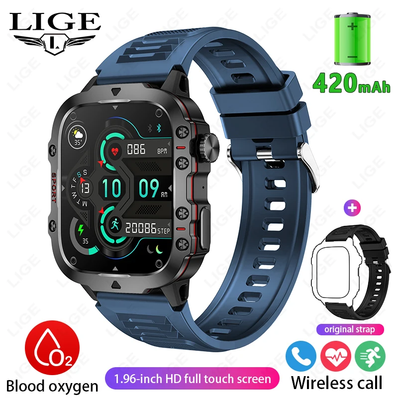 Smartwatch com Monitor de Saúde, Tela de 1,81 Polegadas, Compatível com Chamadas Bluetooth MDUG (azul Silício)