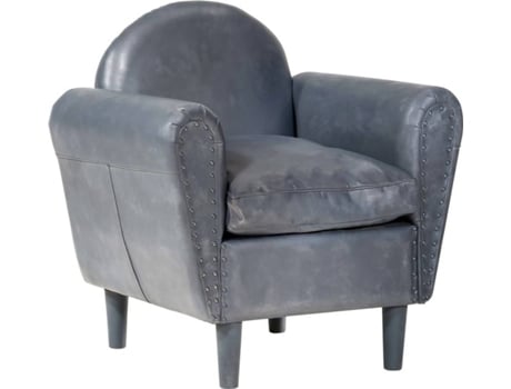 Poltrona  Couro Genuíno Cinzento (77x65x79 cm)