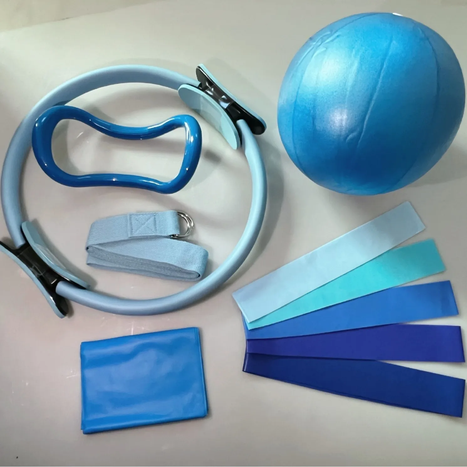 Conjunto De Equipamentos De Ioga (azul, 10 Peças), Cor Única, Material Pp, Para Exercícios De Alongamento E Modelagem Corporal.