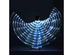 Asa Iluminada Led 9.8ft para Dança do Ventre Adulto com Hastes Telescópicas Branco Carnaval S/MARCA