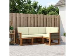 Vidaxl Conjunto De Sofás Para Exterior 5 Unid. Natural E Creme