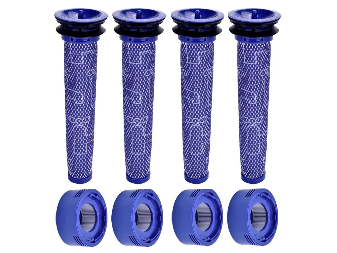 Filtro de vácuo de 8 pacotes para Dyson V7 V8, 4 filtros hepa post, 4 pré-filtros, substitui parte 965661-01 e 967478-01