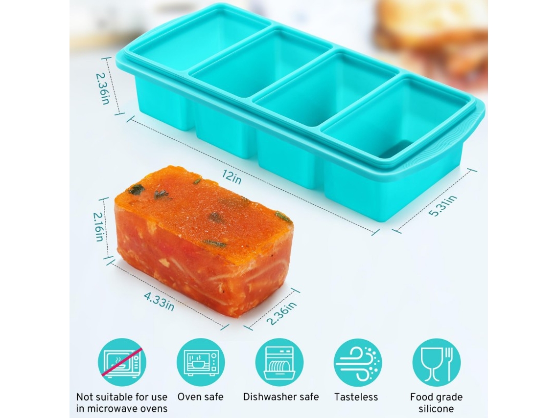Forma De Silicone Com Tampa Compatível Freezer, Formas De Silicone Para Alimentos Compatíveis Com Freezer(1 Unidade)