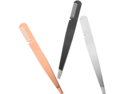 Pinça De Precisão Para Sobrancelhas, Aço Inoxidável, Conjunto Com 3