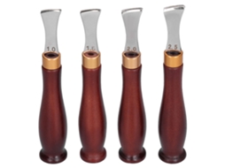 Kit de 4 aparadores de bordas de couro Primerox com cabo de madeira para artesanato DIY