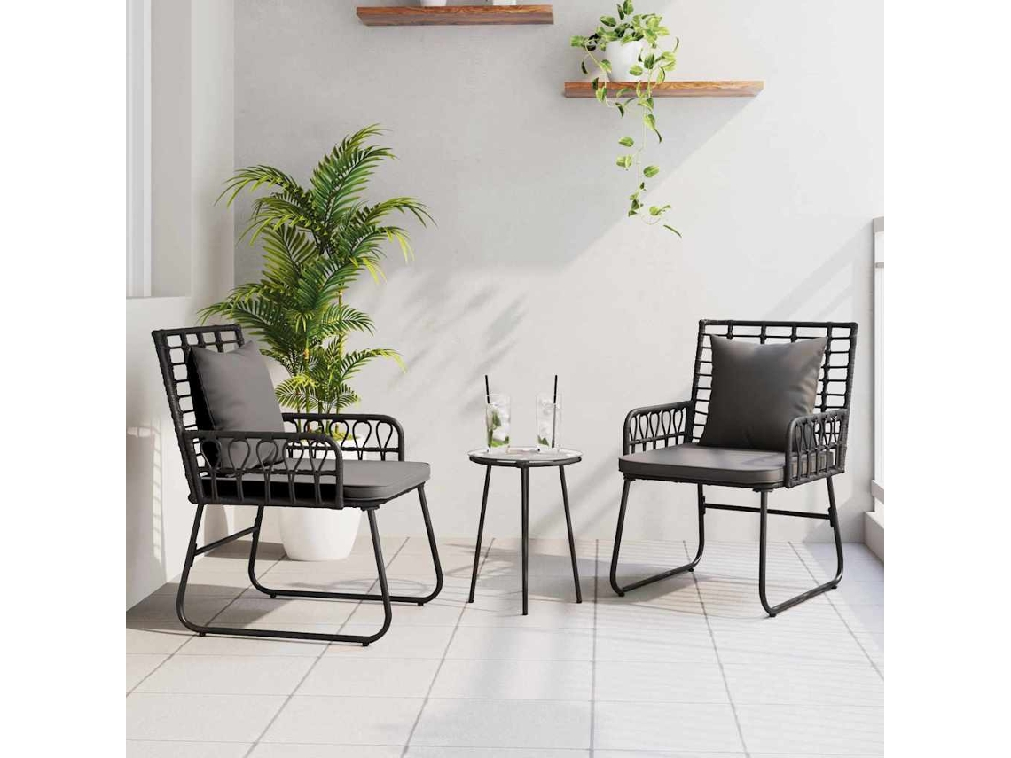 Vidaxl Conjunto De Jantar Para Jardim 3 Unid. Preto E Anthracite