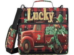 Um Caminhão Verde Cheio De Trevos Búfalo Xadrez 3, 8cm Em Vermelho, Dourado E Preto, Com Fecho De 3 Argolas, Alça À