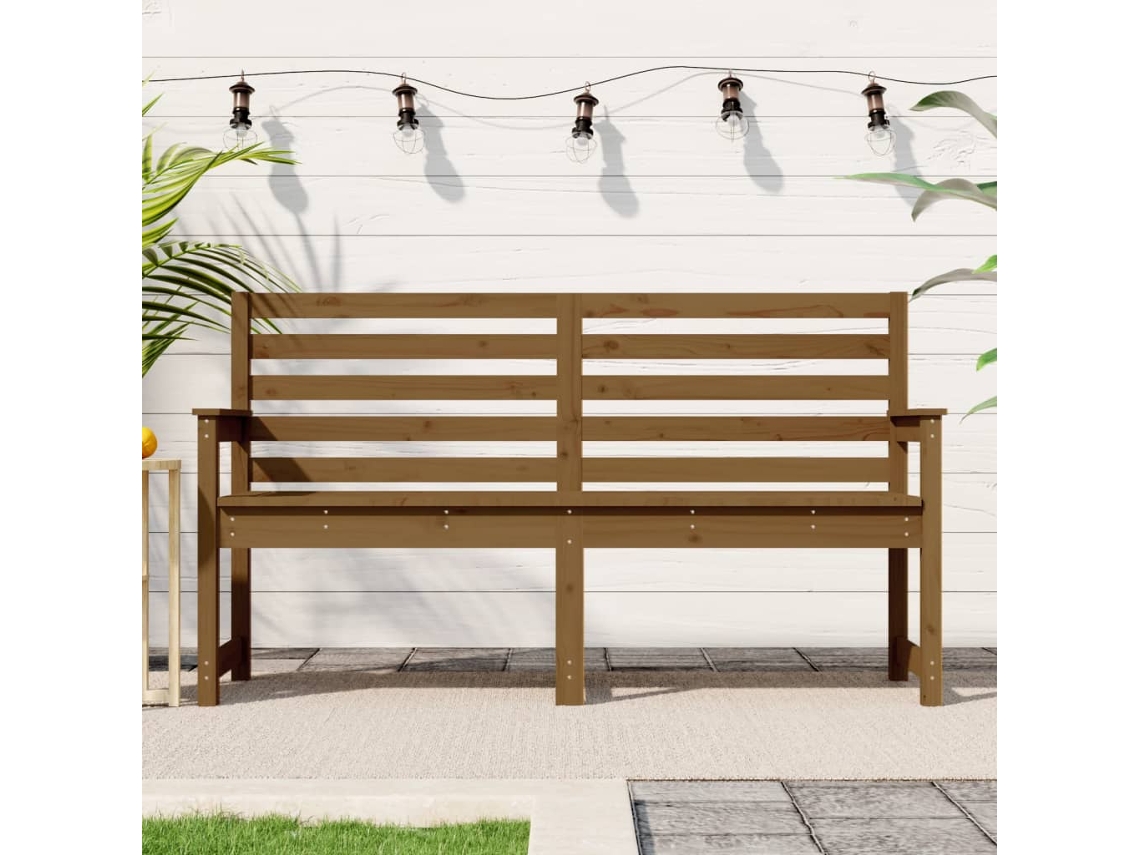 Vidaxl Banco De Jardim 159,5x48x91,5 Cm Pinho Maciço Castanho-mel