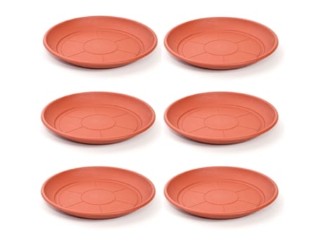 Pacote De 6 Pratos De Plástico Castanho Para Potes Mediterrânicos De 50/60 Cm Acan