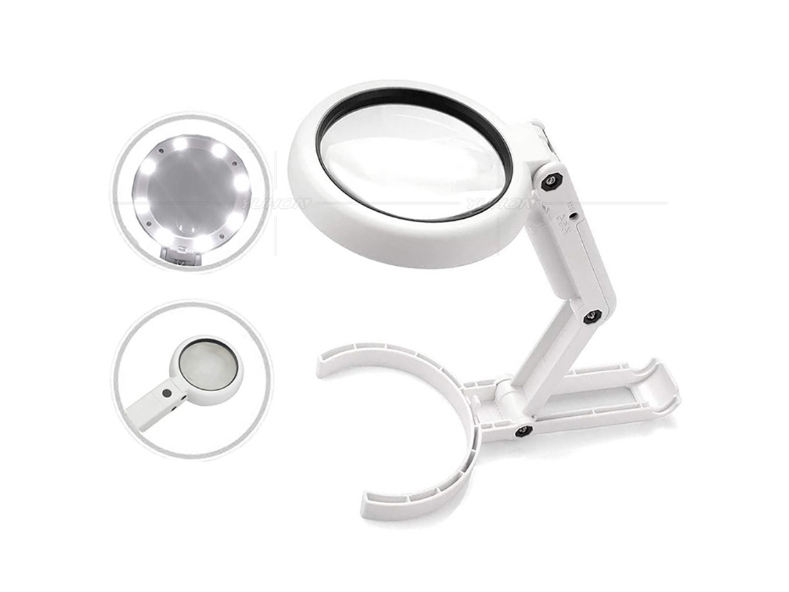 Lupa De Mesa 5x 11x Com Suporte Dobrável, Ideal Para Escrivaninha, Joias, Jornais, Leitura, Conserto De Relógios E Artesanato. Aquaforge