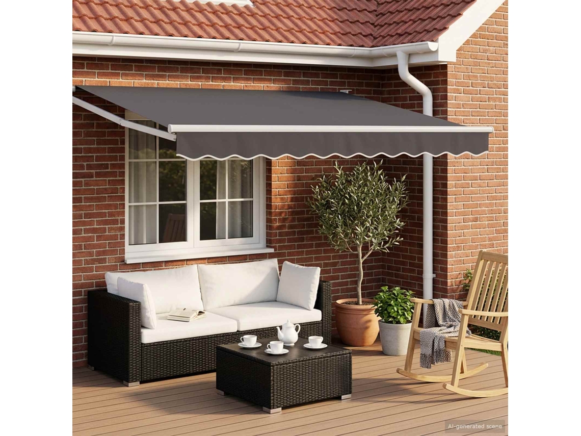 Vidaxl Toldo Retrátil Elétrico Antracite E Branco 3,5 X 2,5 M