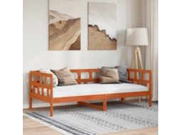Sofá cama sin colchón 80x200 cm en madera de pino marrón y cera