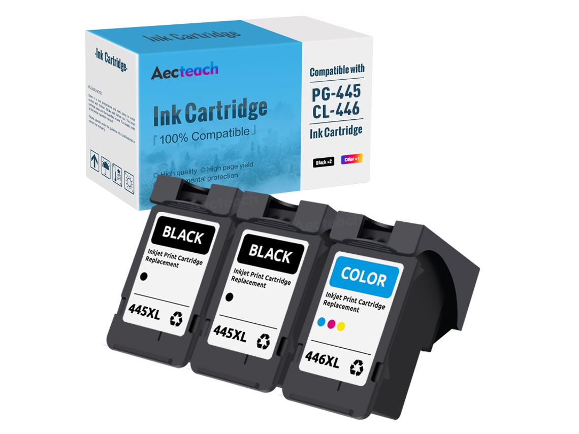 2black-aecteach Compatível 445xl 446xl Substituição De Cartucho De Tinta Para Canon Pg-445 Cl-446 Pg445 Para Ip2840 2840 Mg2440 Mg2540 2940 Mx494
